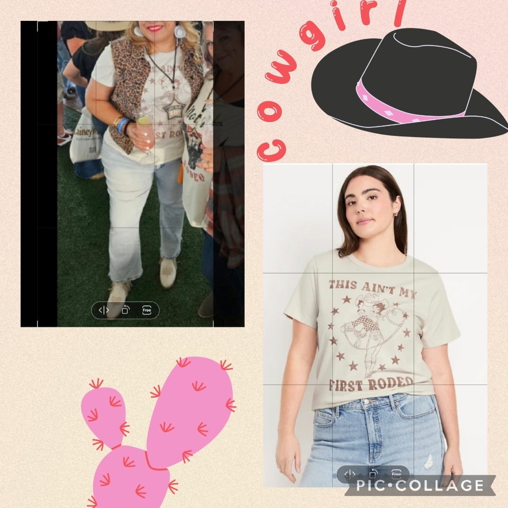 Graphic Beige T-Shirt Xxl Women rodeo top cowgirl western  print Betty boop - Picture 2 of 16